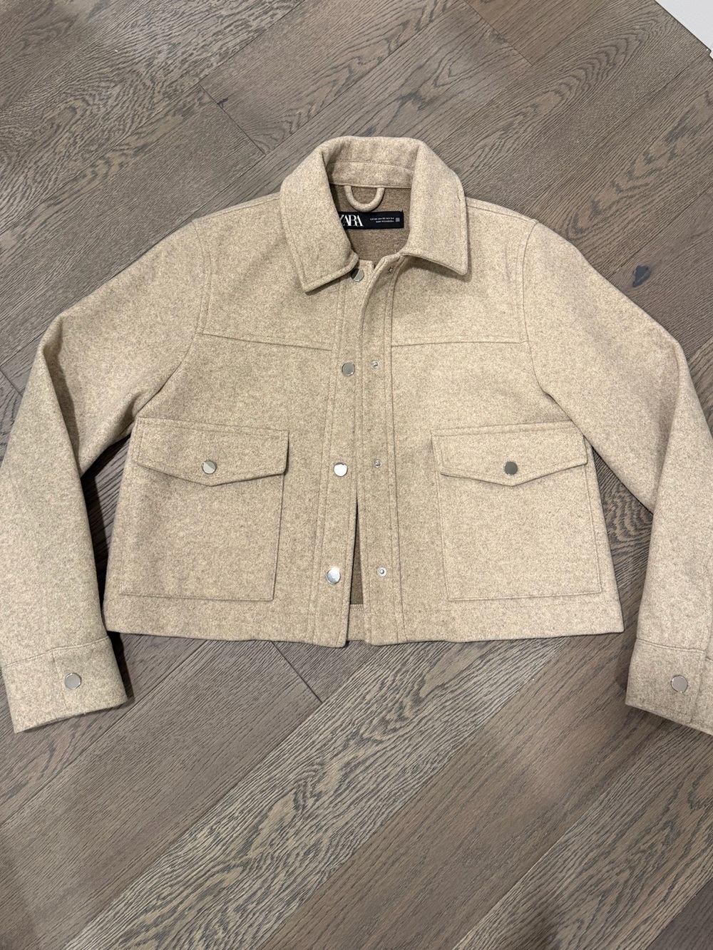 Zara Beige Cropped Utility Jacket